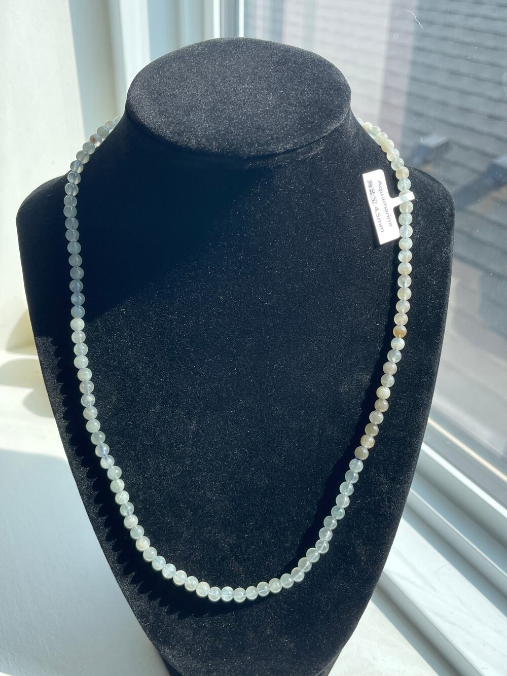 Beautiful 20” Aquamarine 4.5mm Bead Necklace